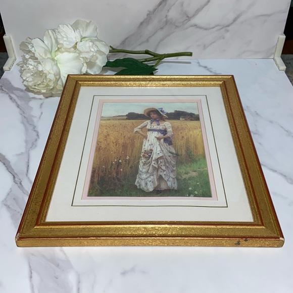 Print Of A Young Woman At A Landfill Collecting Flowers in Gold Tone Frame - Picture 5 of 17